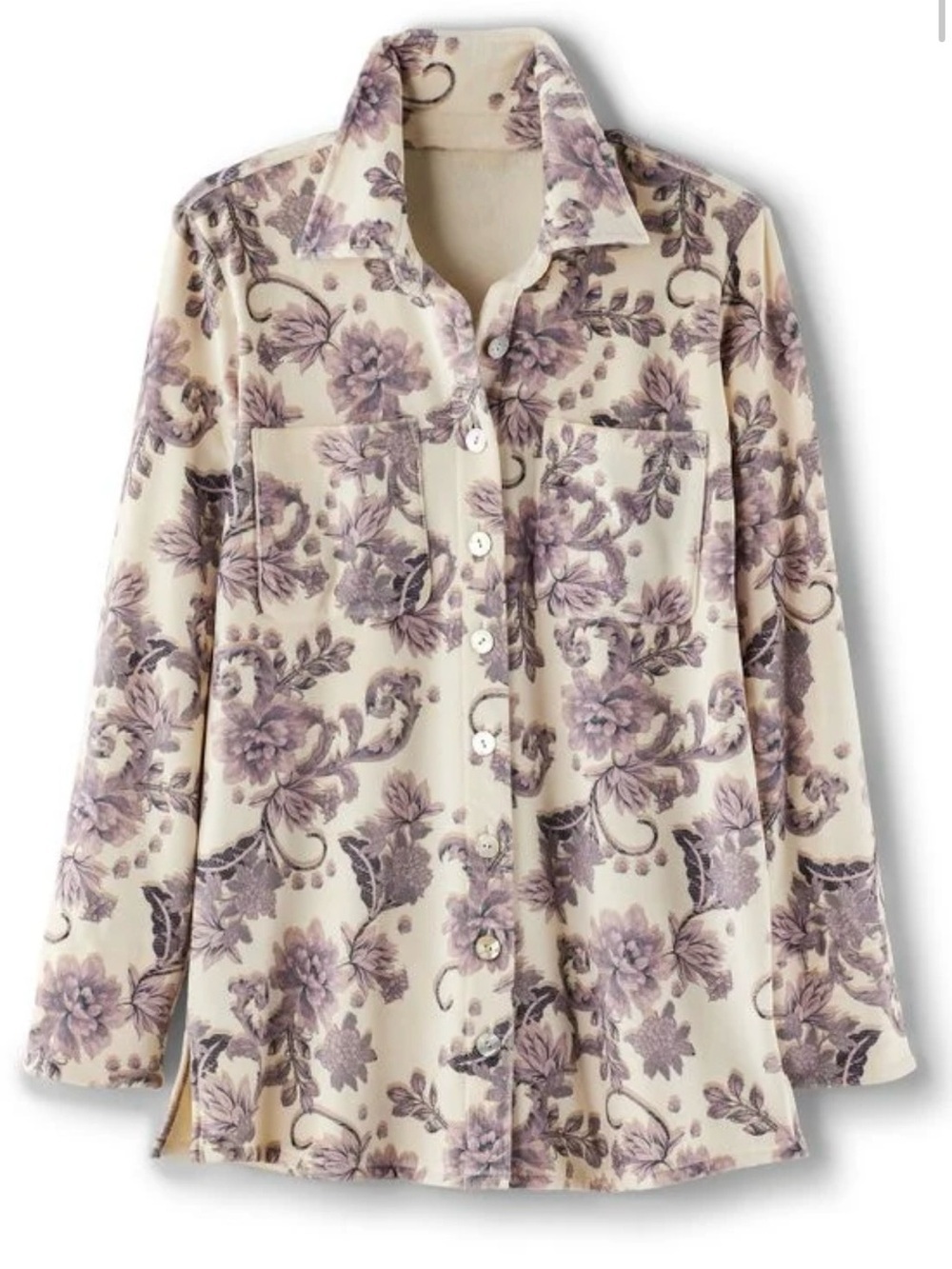 Soft Surroundings Old Softly Shirt Size Large Wine Garden Floral